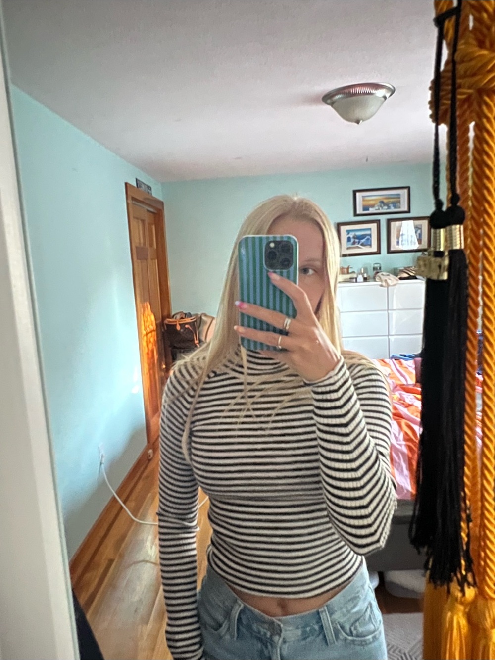 Universal Thread Black and White Striped Turtleneck Sweater